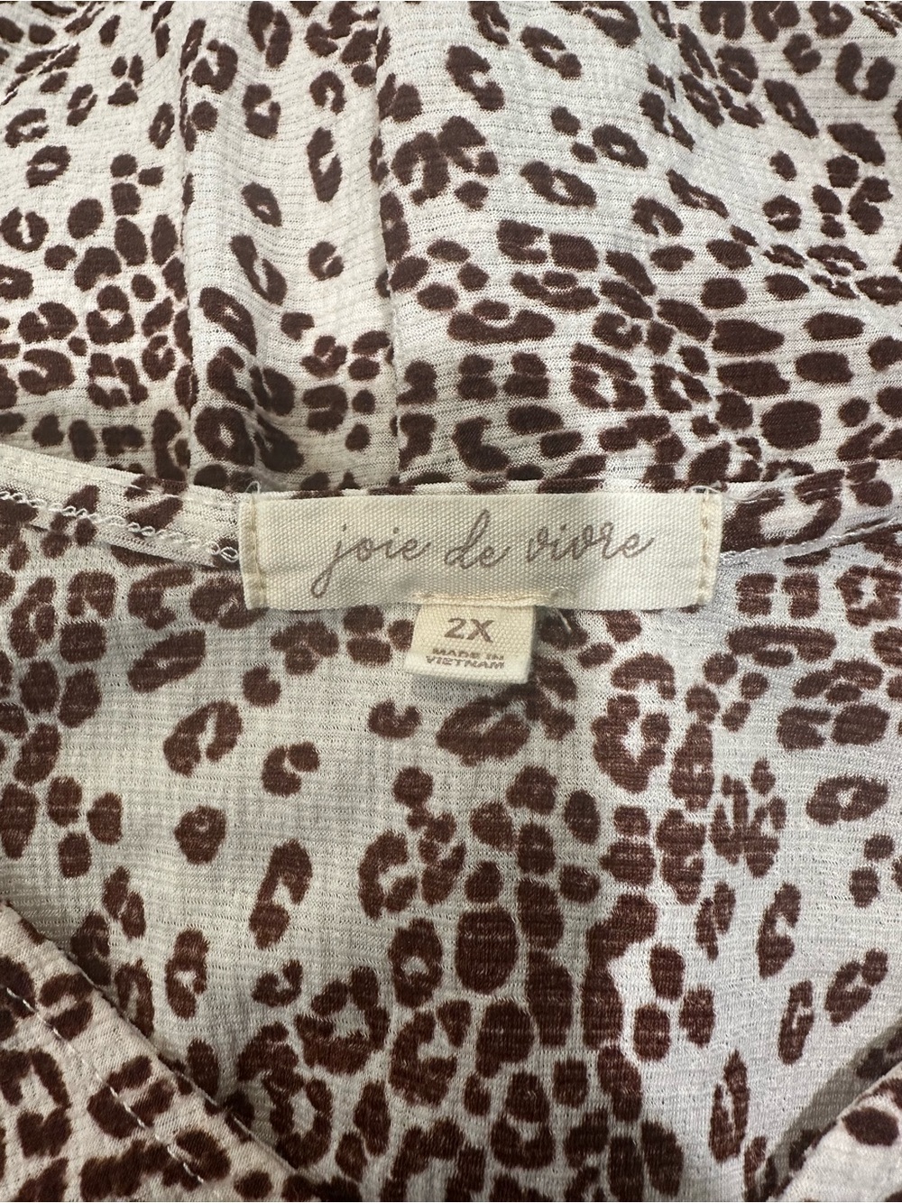 Joie de Vivre Women’s Plus-Size 2X Sleeveless Leopard Tie-Front Blouse - Picture 5 of 7